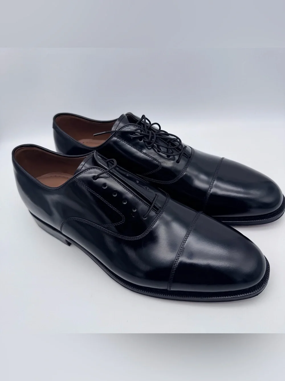 Johnston & Murphy Melton Cap Toe Oxford Black Leather Men Size 10.5 D Dress Shoe
